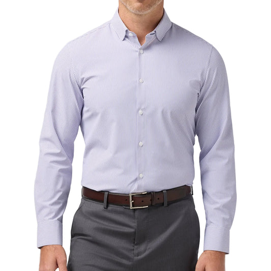 Mizzen+Main Purple Dusk Banker Stripe Leeward Long Sleeve Shirt