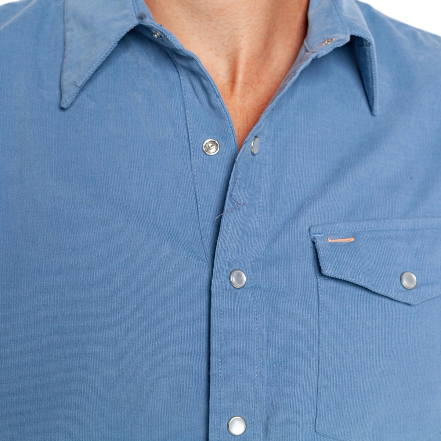 Criquet Harbor Blue Short Sleeve Corduroy Pearl Snap Shirt