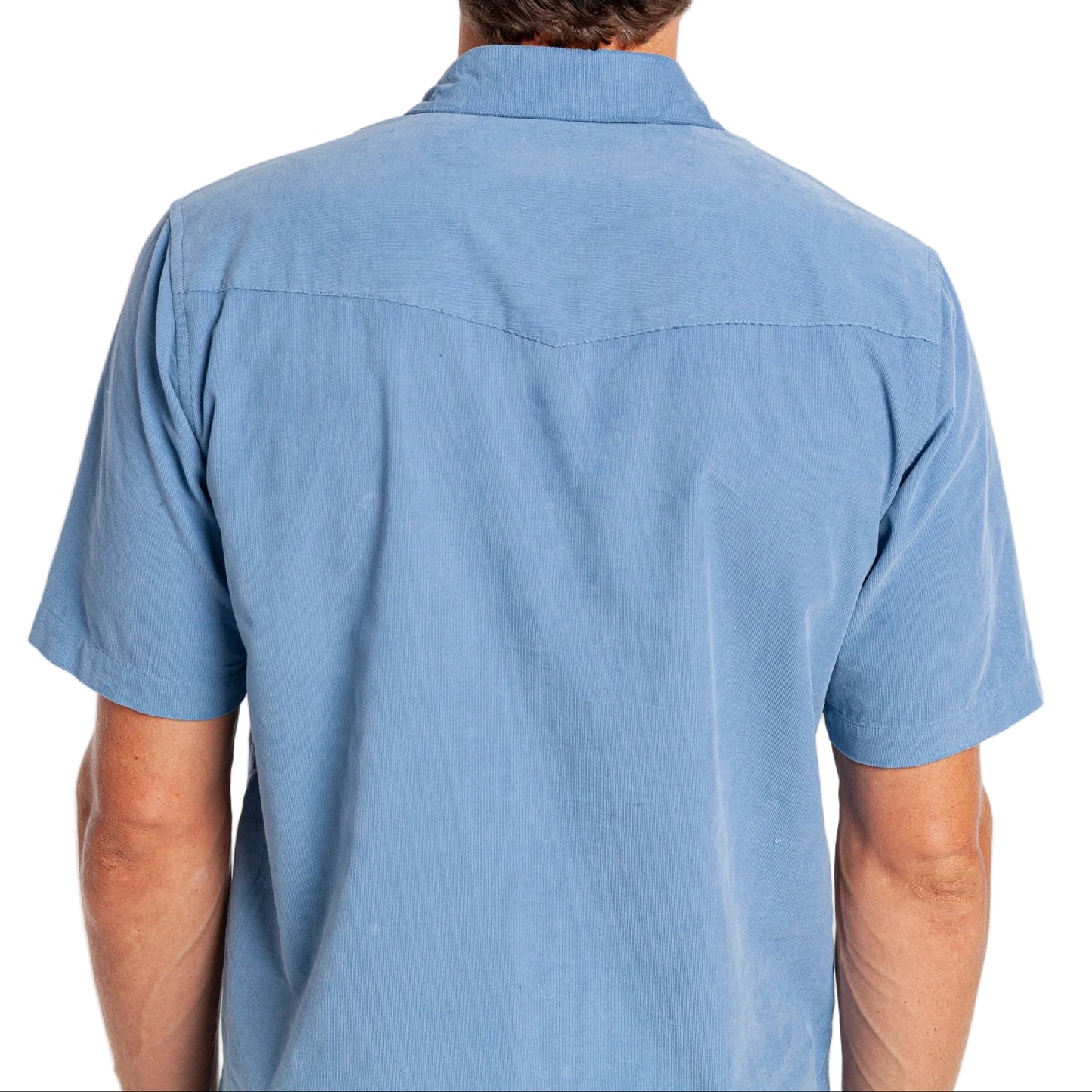 Criquet Harbor Blue Short Sleeve Corduroy Pearl Snap Shirt