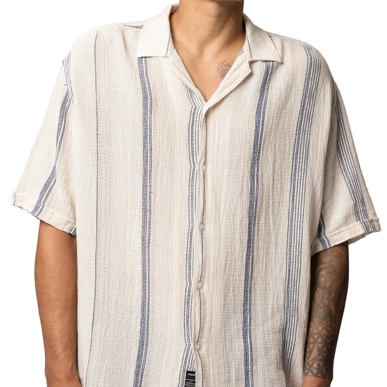 Mavi Ecru Stripe Short Sleeve Shirt