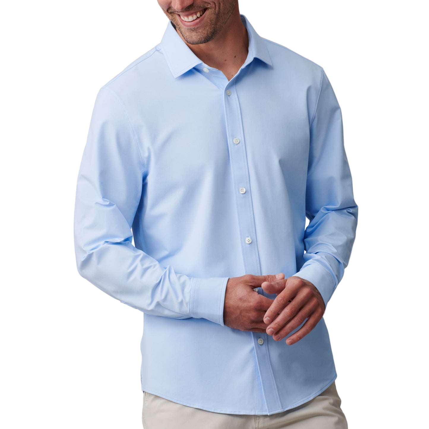 Rhone Blue Semi Spread Collar Commuter Shirt
