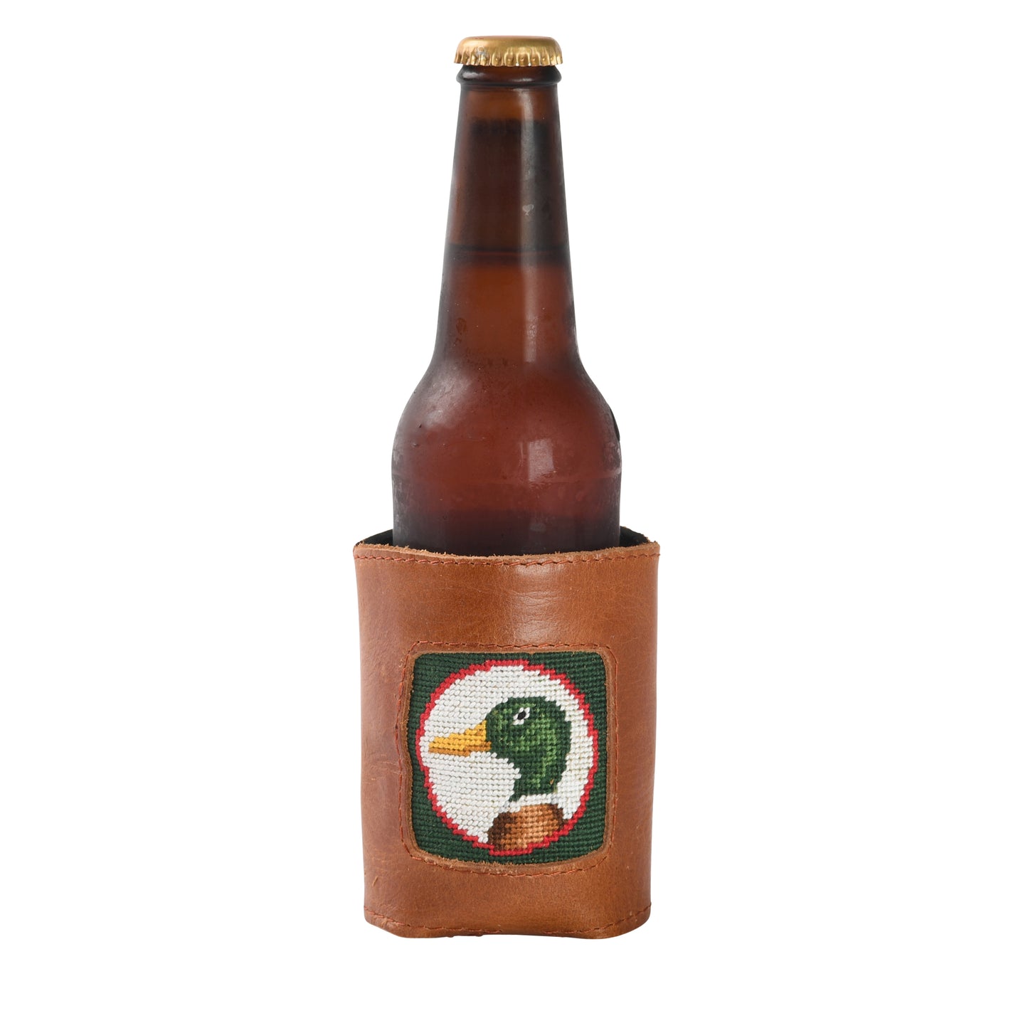 Duck Head Needlepoint Leather Koozie