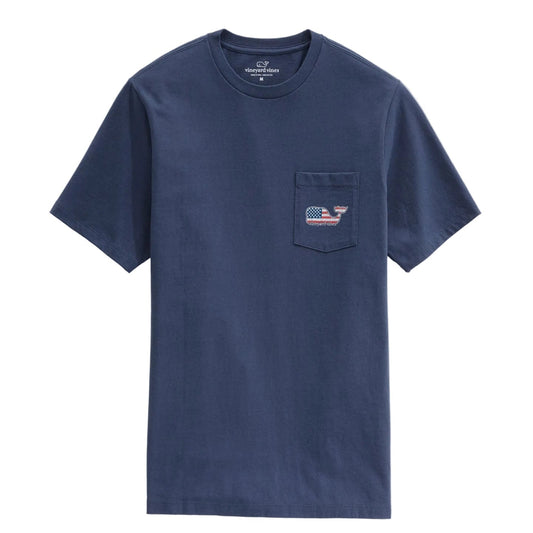 Vineyard Vines Blue Blazer Flag Whale Short-Sleeve Pocket Tee