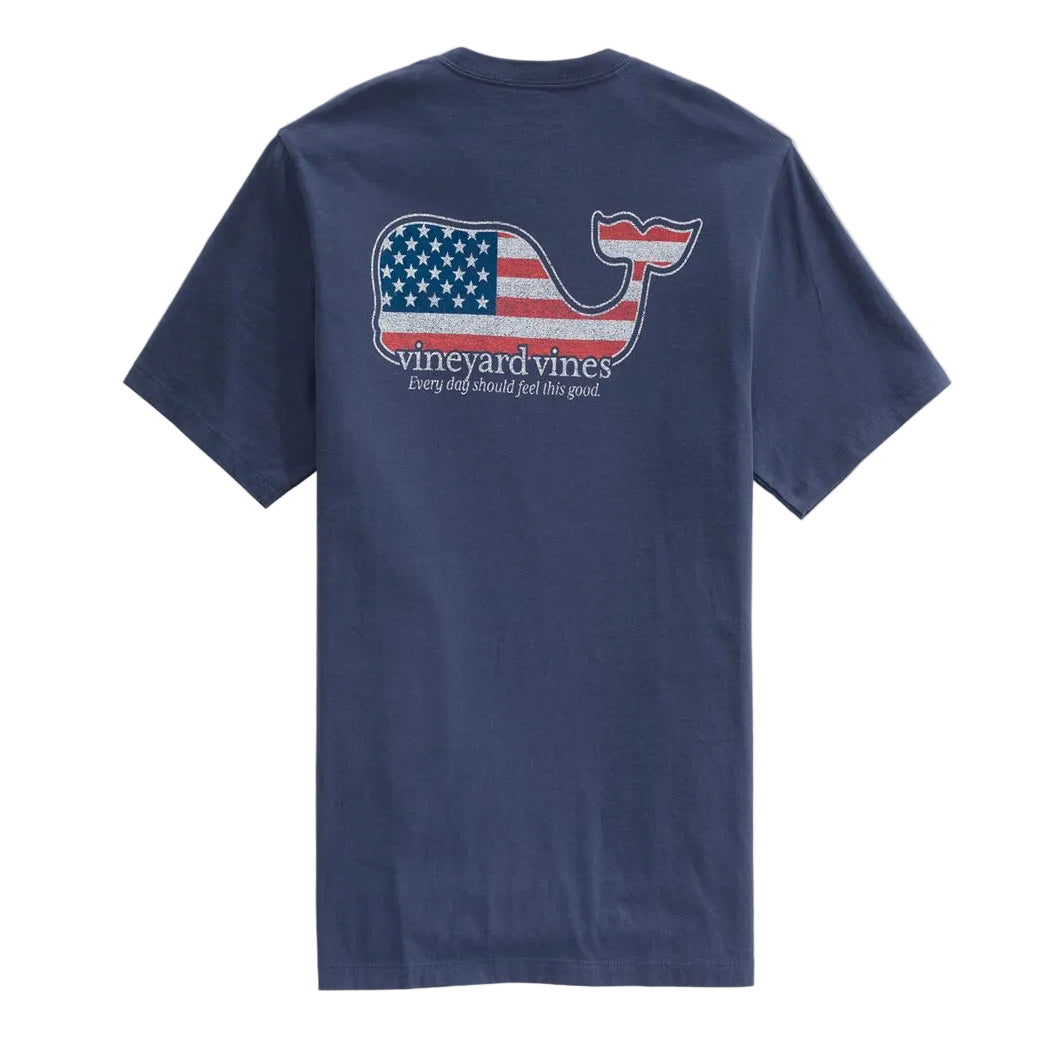Vineyard Vines Blue Blazer Flag Whale Short-Sleeve Pocket Tee