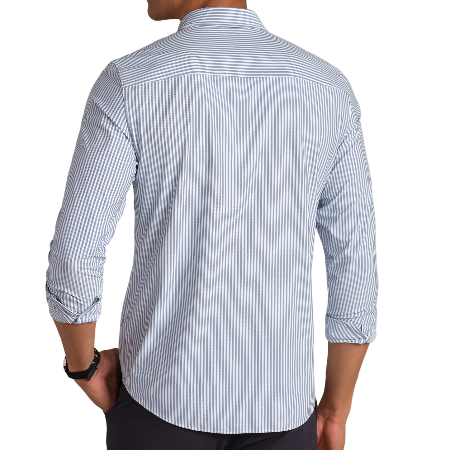 Rhone Blue & White Stripe Commuter Shirt