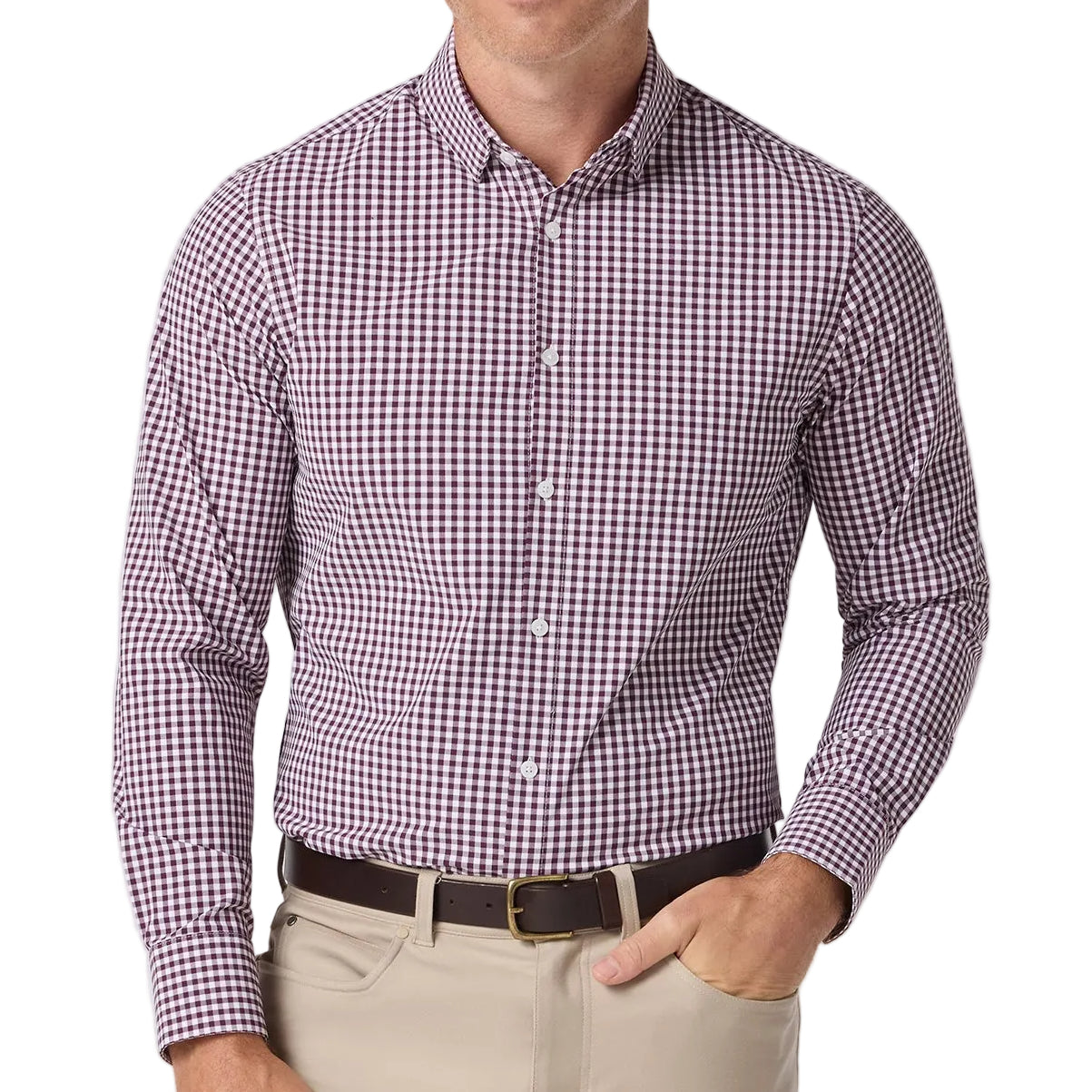 Mizzen+Main Eggplant Gingham Leeward Long Sleeve Shirt
