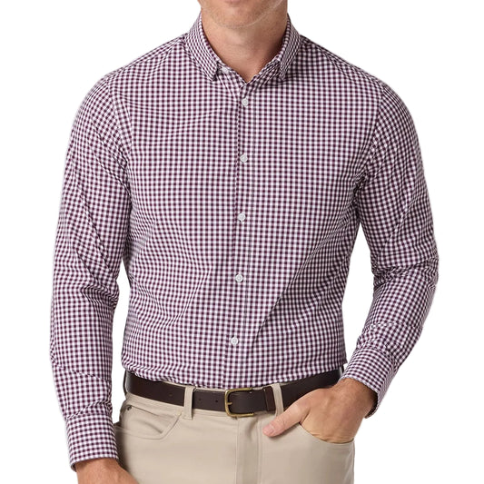 Mizzen+Main Eggplant Gingham Leeward Long Sleeve Shirt