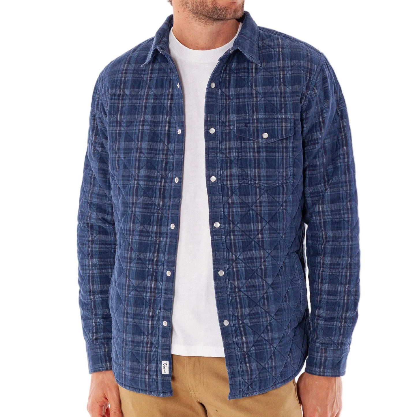 Criquet Dusty Blue Plaid Corduroy Quilted Shacket