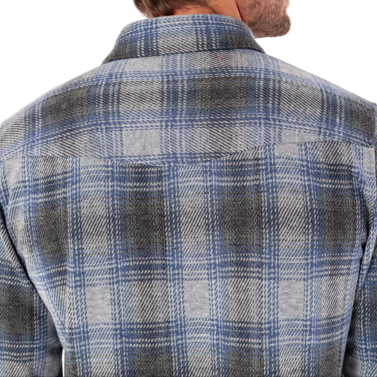 Criquet Billy Plaid Blue Chill Knit Long Sleeve Shirt
