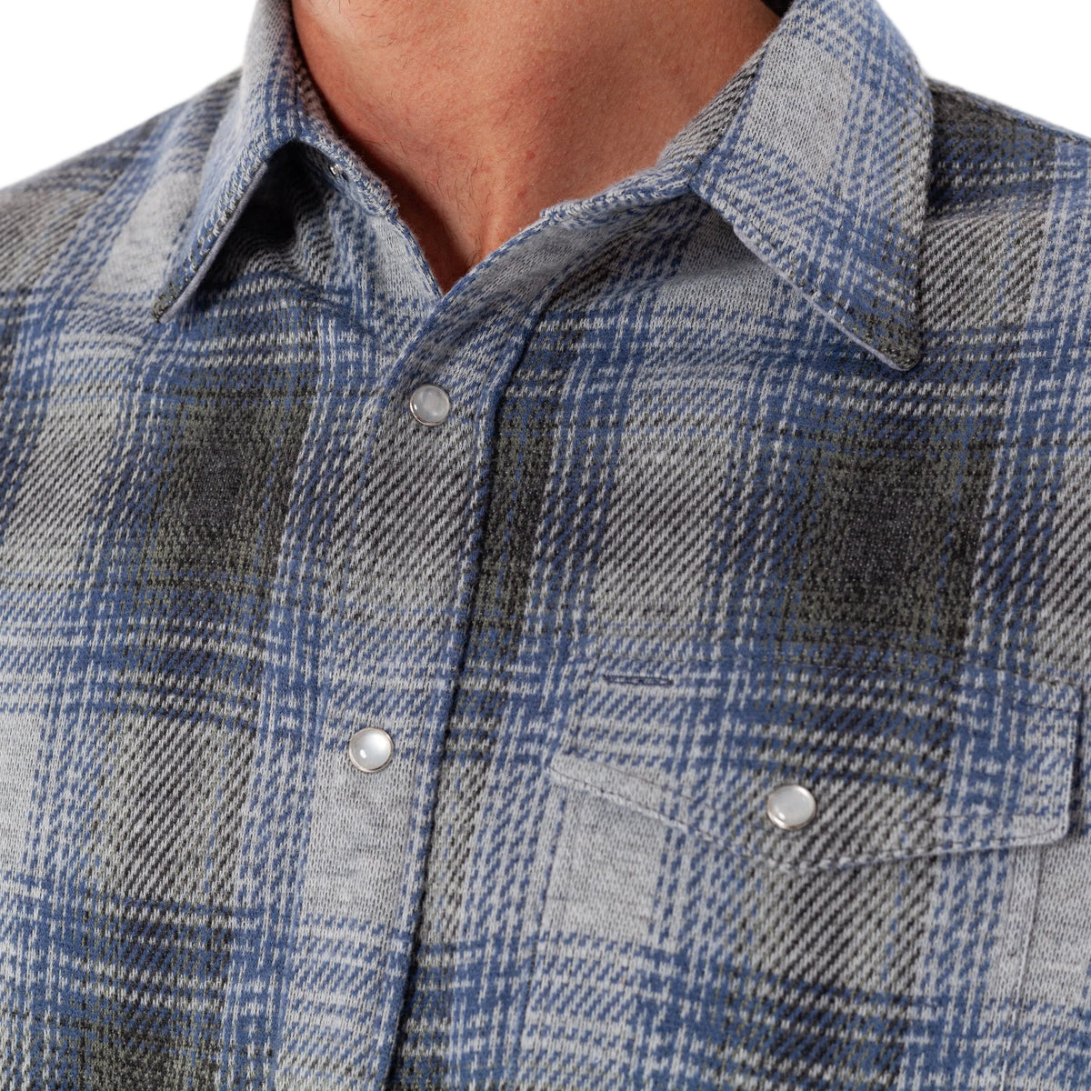 Criquet Billy Plaid Blue Chill Knit Long Sleeve Shirt