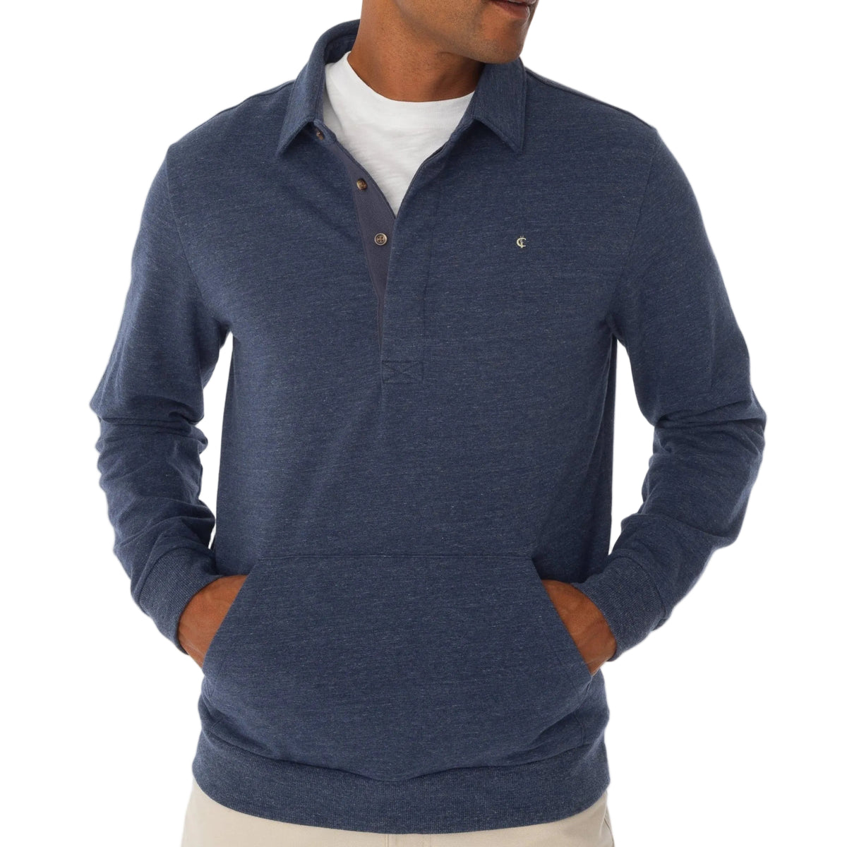 Criquet Heather Navy Collared Sweatshirt