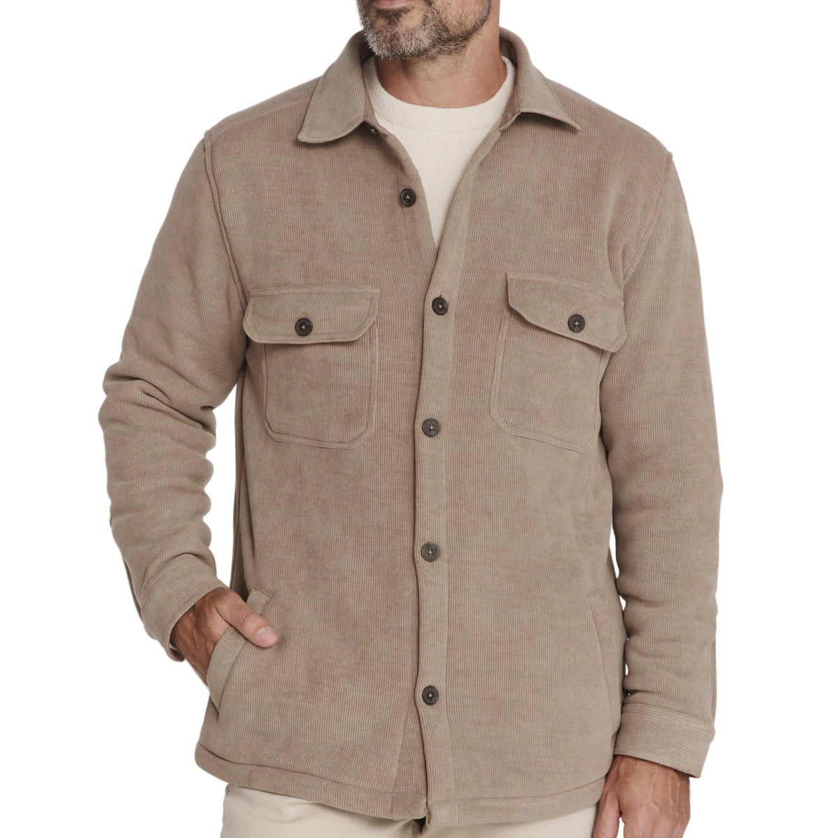 7 Diamonds Tan Harbor Corded Sherpa Shacket
