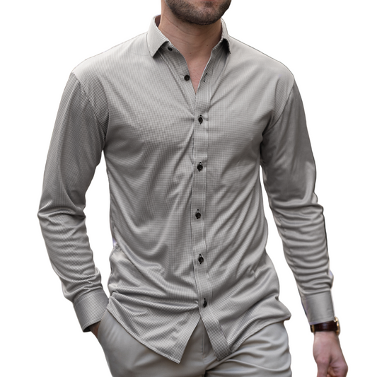 Collars & Co. Brown Houndstooth Quattro Flex Dress Shirt