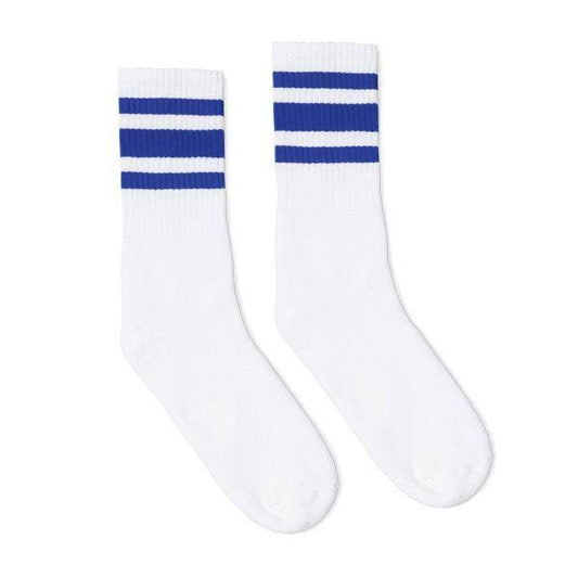 SOCCO Crew White (w/Royal Blue Stripes)