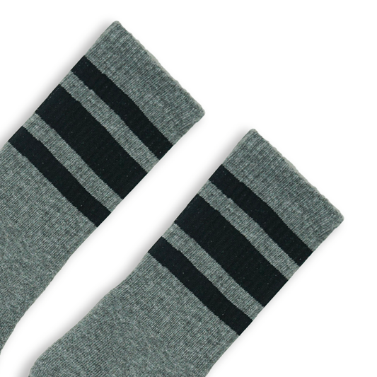 SOCCO Athletic Crew | Black Striped Socks | Dark Heather Grey