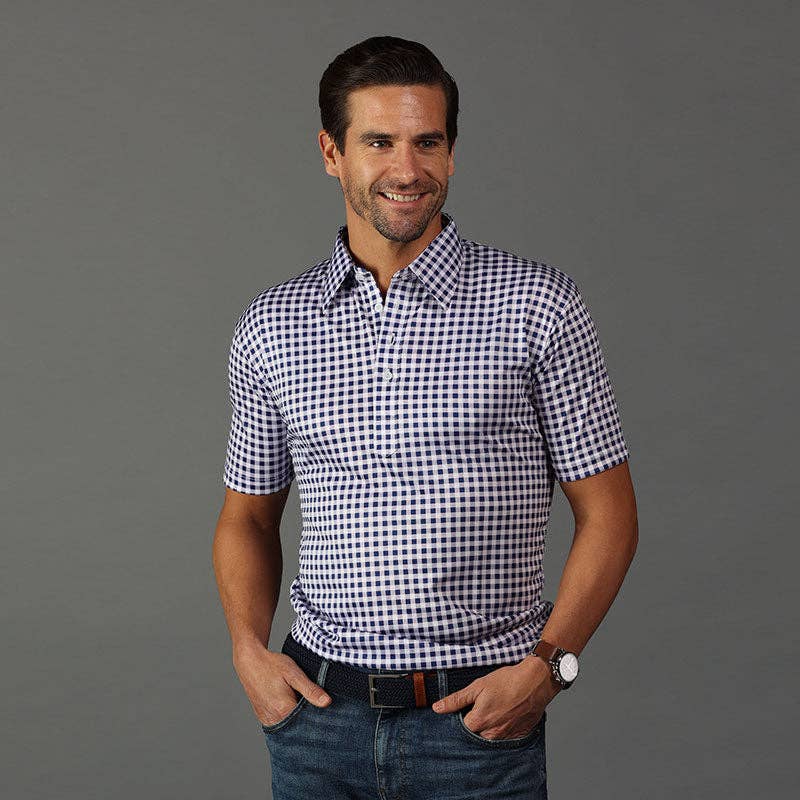 The Original Dress Collar Polo™ Navy Gingham